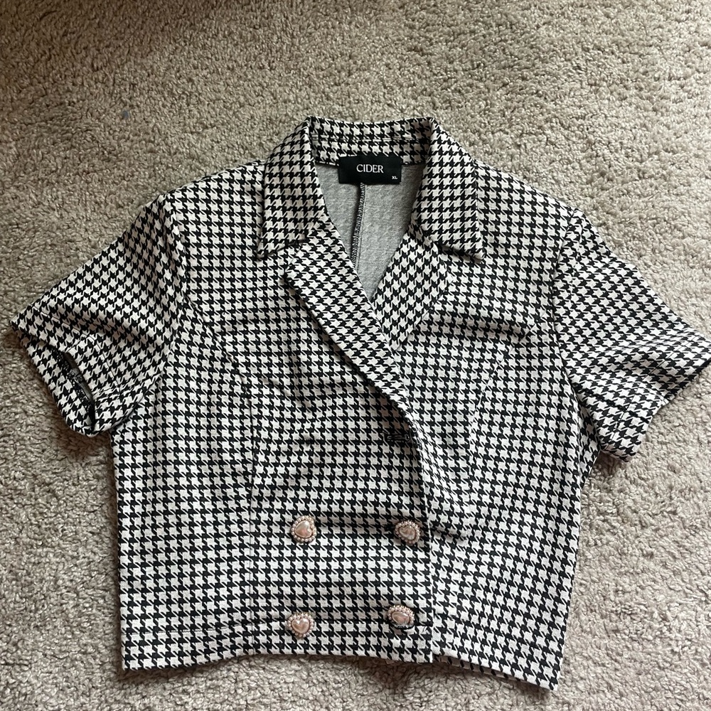 Cider Black and White Houndstooth Women's Jacket